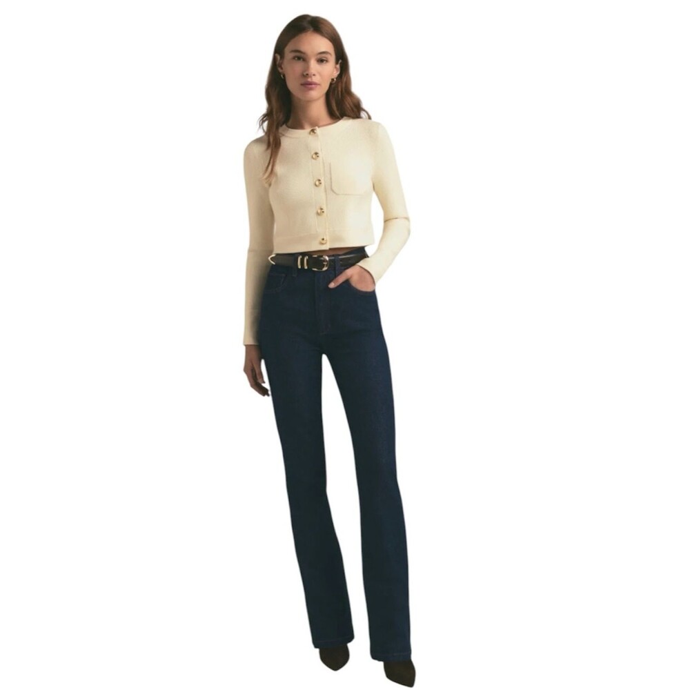 Favorite Daughter Valentina Flare Jeans 29 Pepper Super High Rise Dark Wash